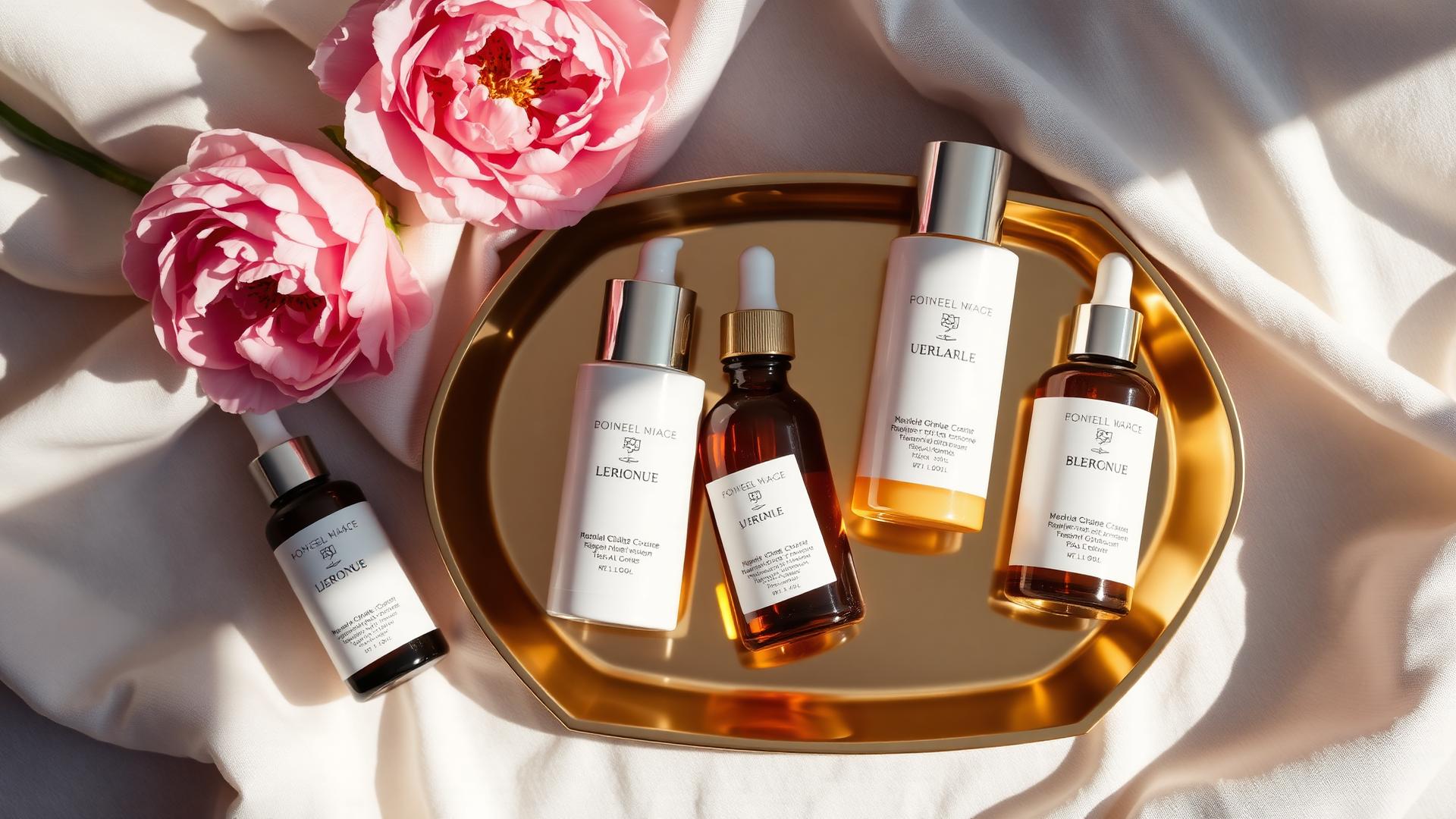 Luxury medical-grade skincare flatlay